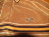 Vintage Mecca Y2K Velvet Velour Striped Brown Rugby Pullover Collared Shirt