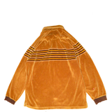 Vintage Mecca Y2K Velvet Velour Striped Brown Rugby Pullover Collared Shirt