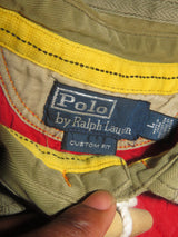 Polo Ralph Lauren Large Mountain Expedition Red Rugby Shirt Patches Flags Outdoor