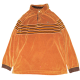 Vintage Mecca Y2K Velvet Velour Striped Brown Rugby Pullover Collared Shirt